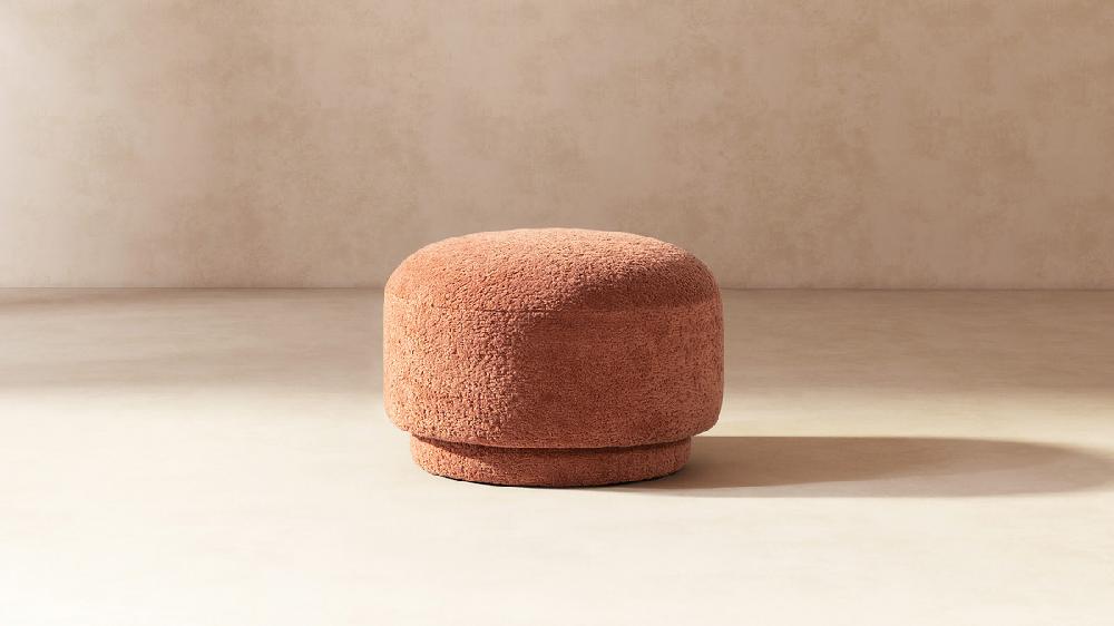 Jennifer Taylor Home Fuji 15" Mushroom Footstool Ottoman Spice Orange Fleeced Teddy