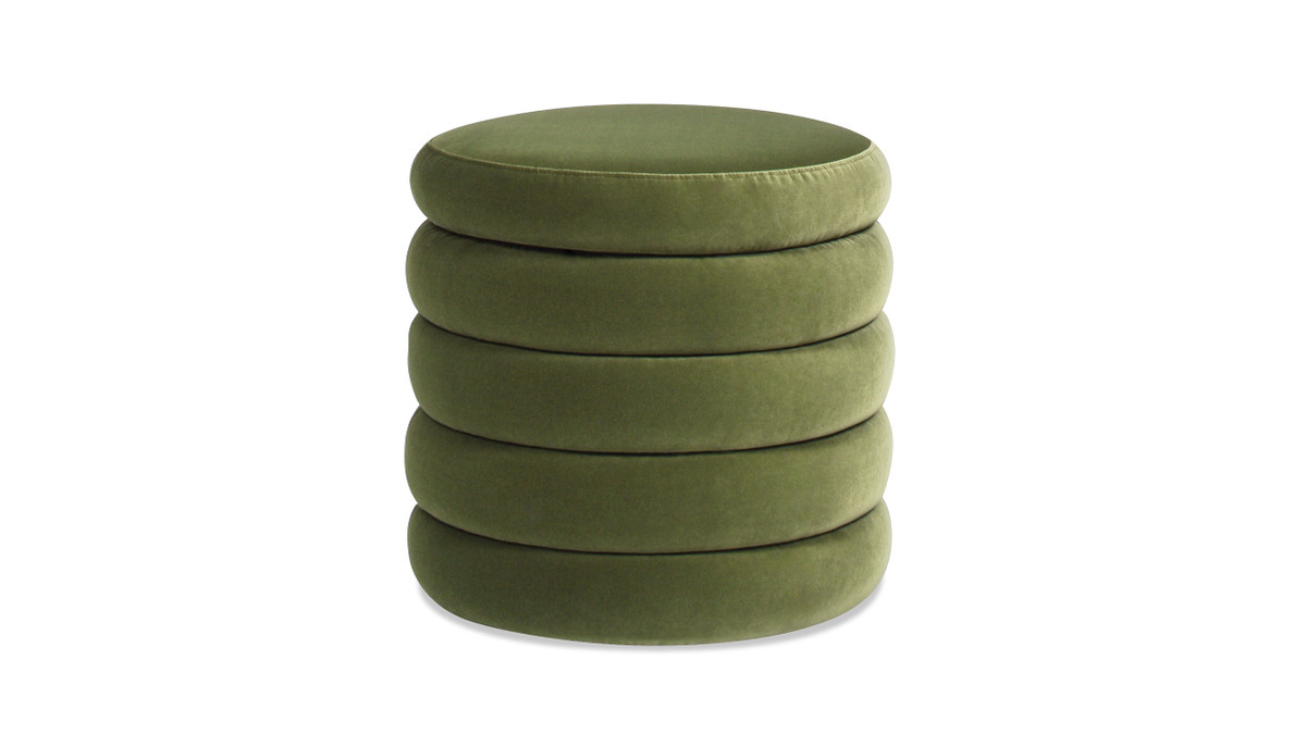 jennifer taylor home Fuji 19" Oversized Round Storage Ottoman Olive Green