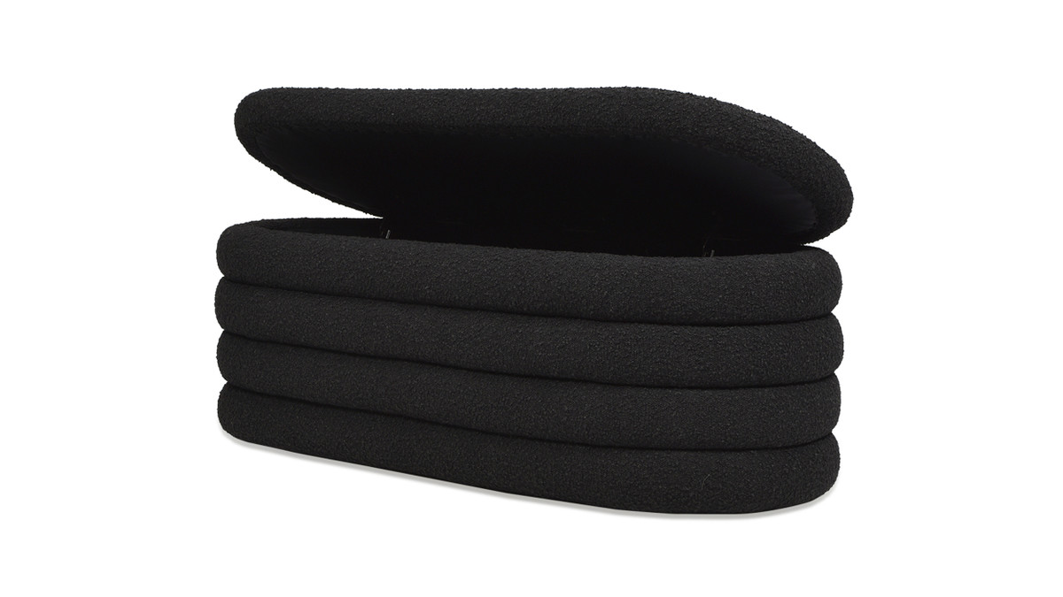 Jennifer Taylor Home Fuji 49" Upholstered Oval Storage Bench Ebony Black Bouclé