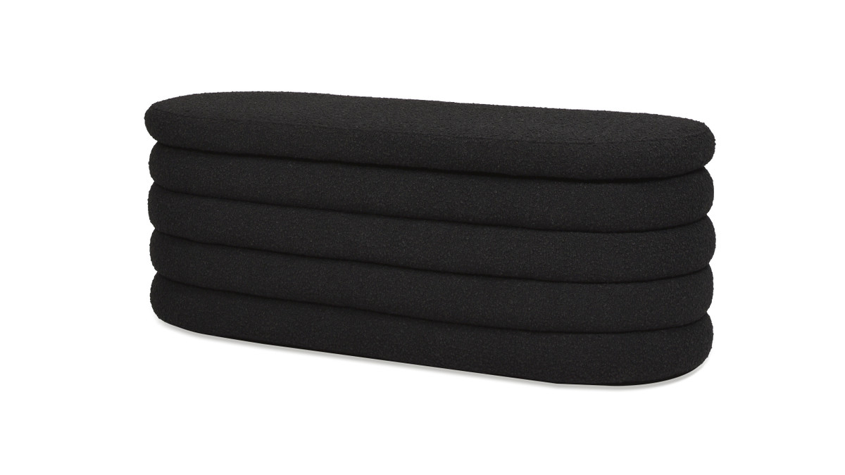 jennifer taylor home Fuji 49" Upholstered Oval Storage Bench Ebony Black Bouclé