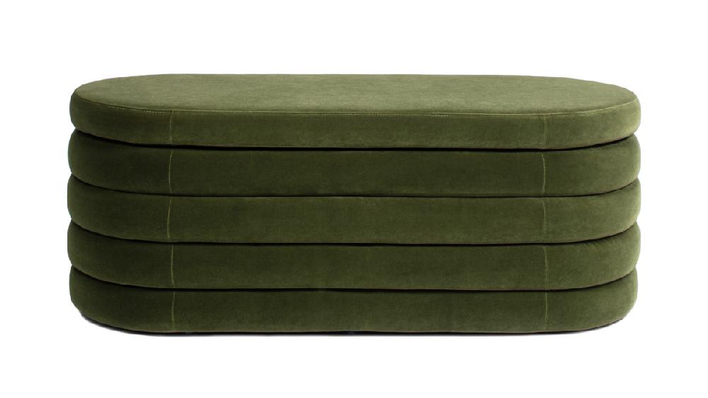 Jennifer Taylor Home Fuji 49" Upholstered Oval Storage Bench Olive Green
