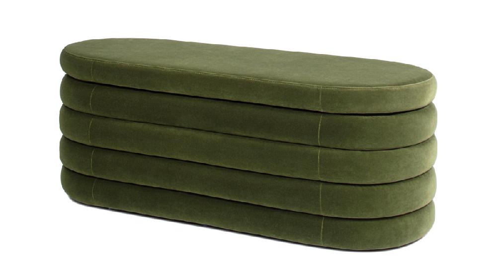 jennifer taylor home Fuji 49" Upholstered Oval Storage Bench Olive Green