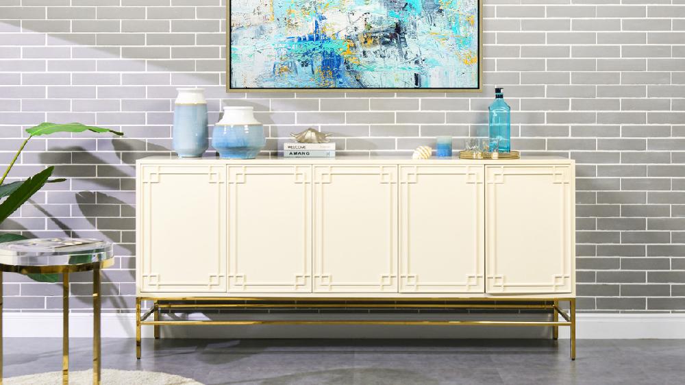 Jennifer Taylor Home Gemini 79" Sideboard Storage Buffet White Lacquer