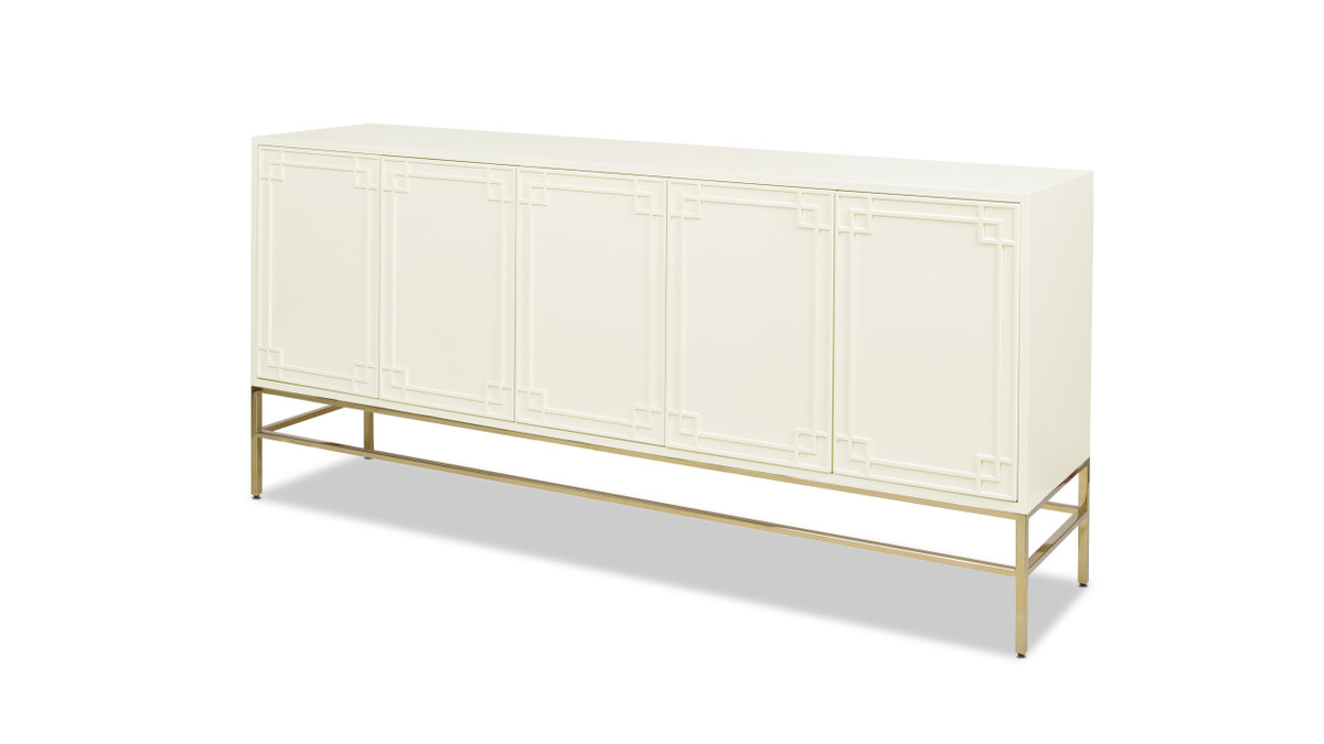Jennifer Taylor Home Gemini 79" Sideboard Storage Buffet White Lacquer