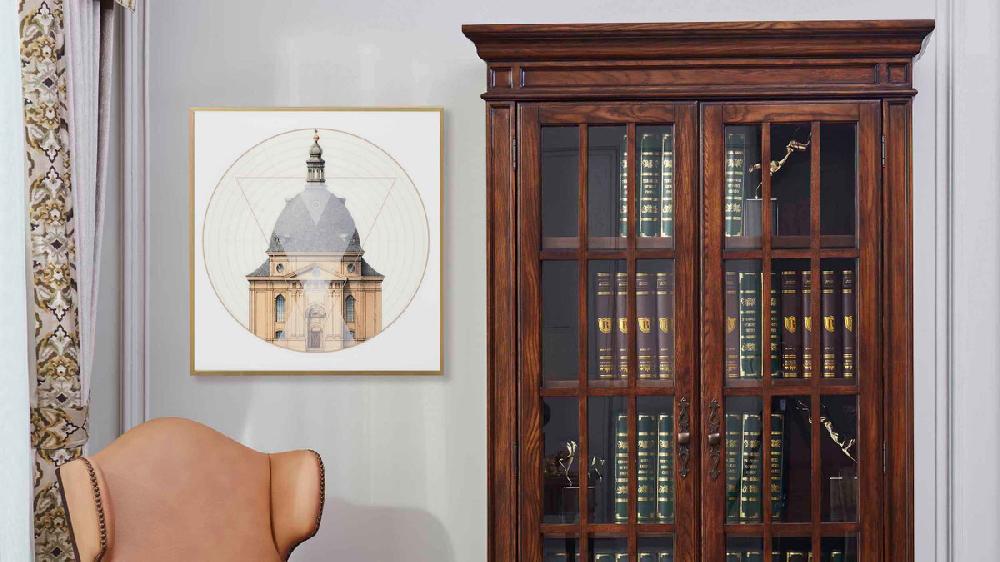 Jennifer Taylor Home Geometric Architecture No. 1 Print Gold Frame Wall Art 24” X 24”