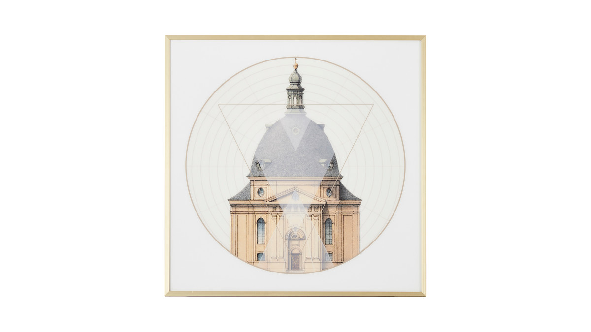 jennifer taylor home Geometric Architecture No. 1 Print Gold Frame Wall Art 24” x 24”