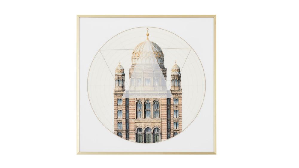 jennifer taylor home Geometric Architecture No. 2 Print Gold Frame Wall Art 24” x 24”