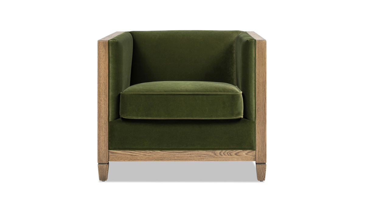 Jennifer Taylor Home Georgia 34" Cane Rattan Tuxedo Armchair Olive Green