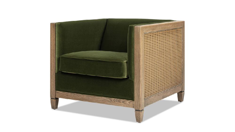 jennifer taylor home Georgia 34" Cane Rattan Tuxedo Armchair Olive Green