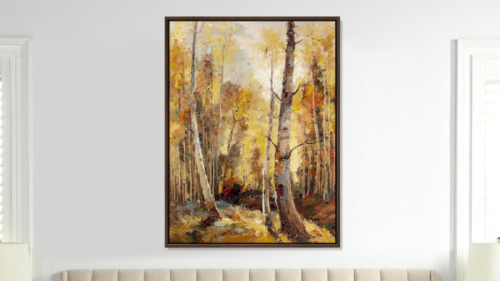 Jennifer Taylor Home Golden Aspen 1 50x38 Framed Abstract Landscape Giclee Art Print