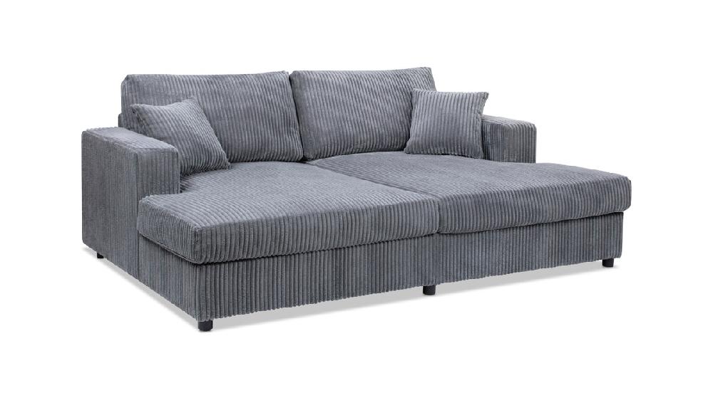 jennifer taylor home Goliath 86" Oversized Double Chaise Lounge Sofa Bed Carbon Gray