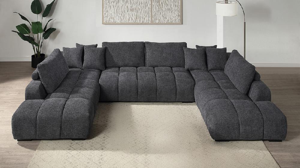 Jennifer Taylor Home Hadley 149" Upholstered U-Shaped Sectional Sofa Chenille Gray