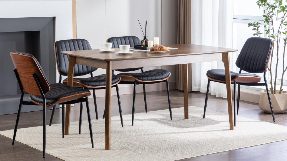 Jennifer Taylor Home Harlan Mid-Century Faux Leather Dining Chairs With Walnut Bentwood Back Set Of 2