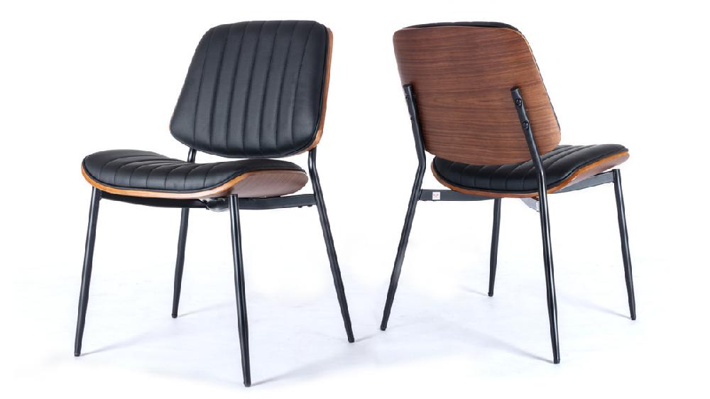 jennifer taylor home Harlan Mid-Century Faux Leather Dining Chairs with Walnut Bentwood Back Set of 2