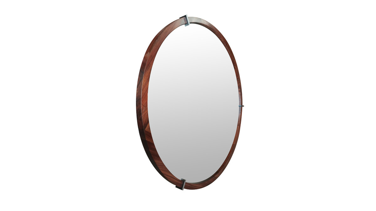 Jennifer Taylor Home Hausen 31.5" Mid-Century Modern Round Accent Wall Mirror Dark Brown