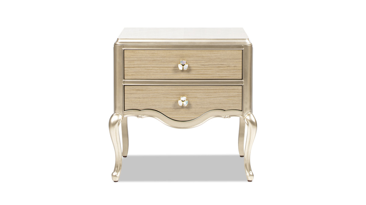 jennifer taylor home Helena 25" 2-Drawer Storage Side Table Natural Birch Brown & Soft Gold