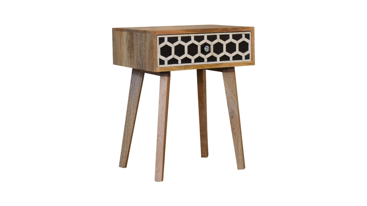 Jennifer Taylor Home Henley 17.7" 1-Drawer Bone Inlay Nightstand Oak