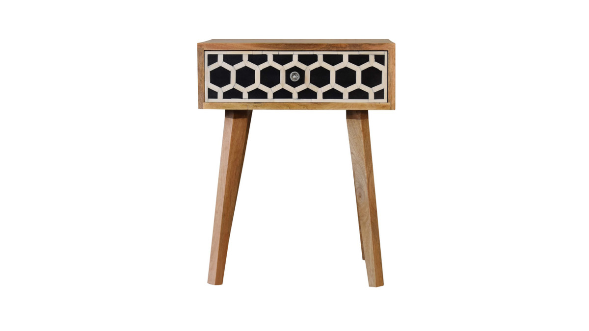 jennifer taylor home Henley 17.7" 1-Drawer Bone Inlay Nightstand Oak