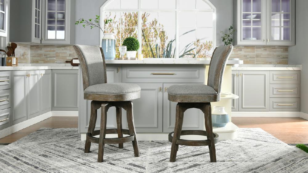 Jennifer Taylor Home Henry 27” Armless Swivel Counter Height Bar Stool Heathered Grey