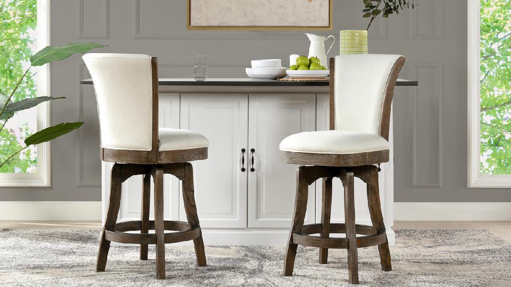 Jennifer Taylor Home Henry 27” Armless Swivel Counter Height Bar Stool Natural White