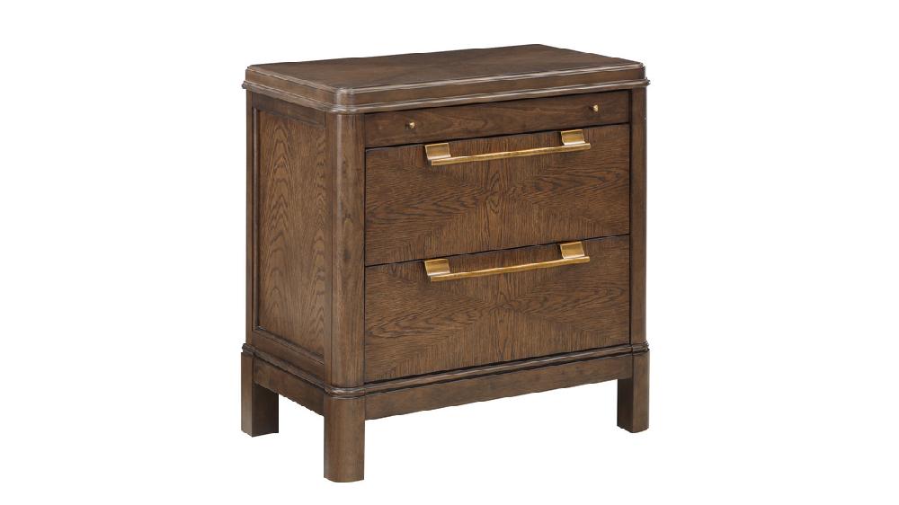 Jennifer Taylor Home Hewitt 17.25" 2-Drawer Brown Walnut Nightstand With Pull-Out Tray