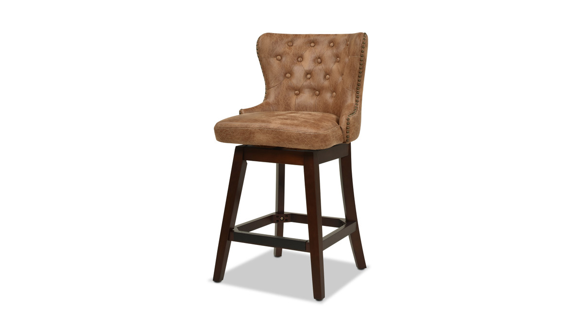 jennifer taylor home Holmes Tufted High-Back 360 Swivel Counter-Height Barstool Tan Brown