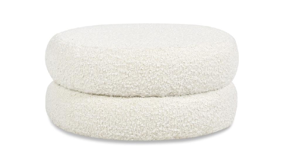 jennifer taylor home Homary 18.5" Floor Cushion Footrest Ottoman Ivory White Bouclé