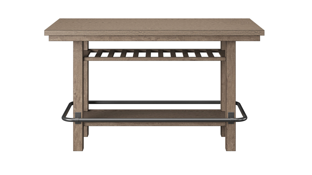 Jennifer Taylor Home Hudson 72" 6-Person Bar-Height Dining Table With Solid Oak Top Wood Base & Metal Footrest