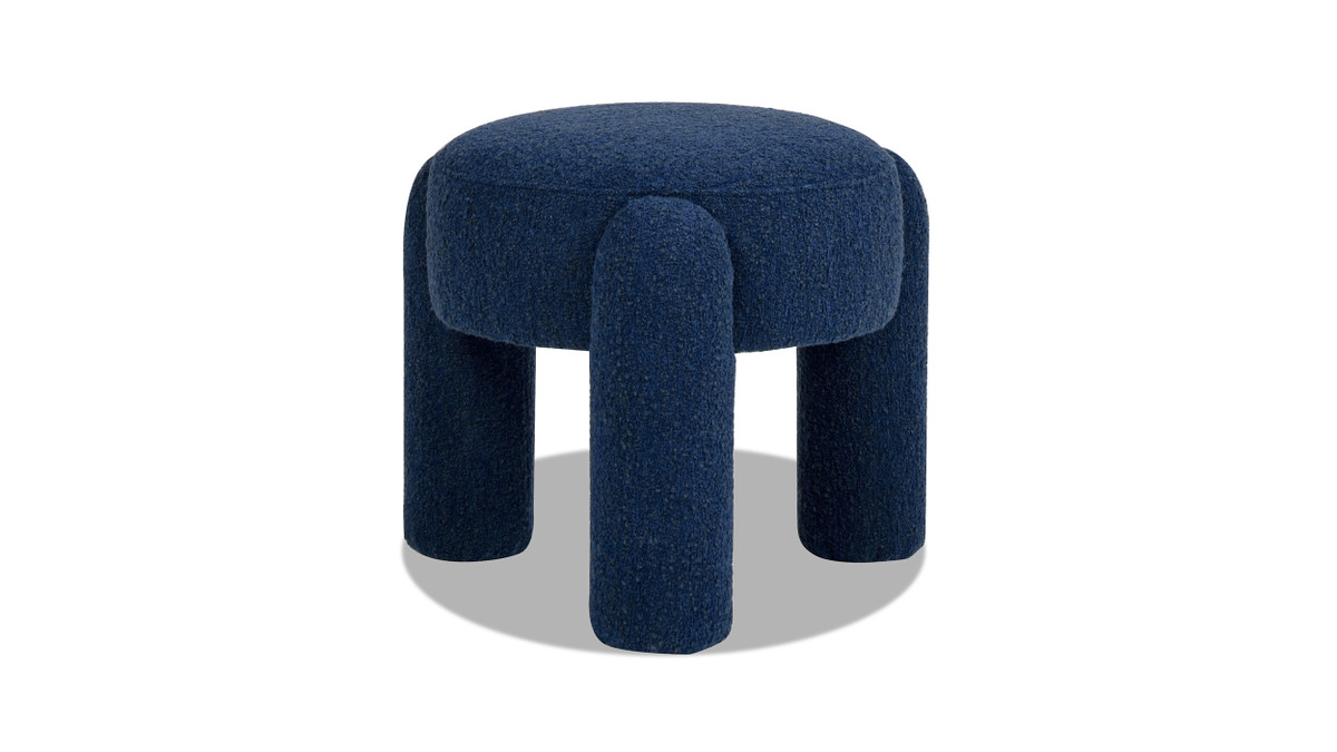 Jennifer Taylor Home Hugo 20.5" Round Fully Upholstered Ottoman Cerulean Blue Bouclé