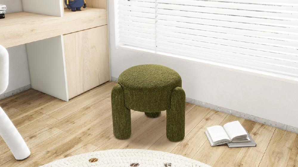 Jennifer Taylor Home Hugo 20.5" Round Fully Upholstered Ottoman Moss Green Bouclé