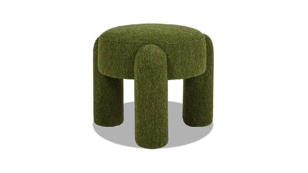 Jennifer Taylor Home Hugo 20.5" Round Fully Upholstered Ottoman Moss Green Bouclé