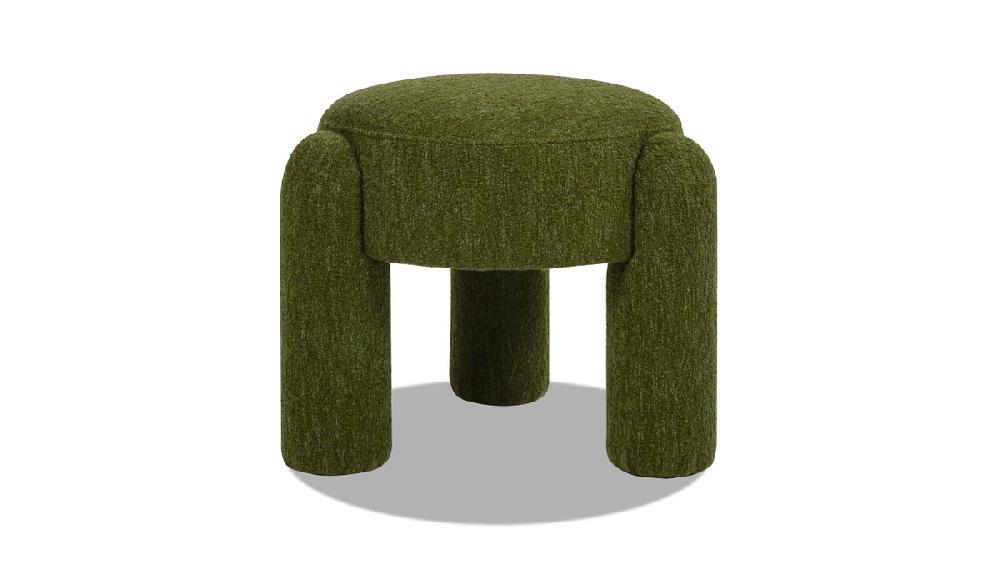 jennifer taylor home Hugo 20.5" Round Fully Upholstered Ottoman Moss Green Bouclé