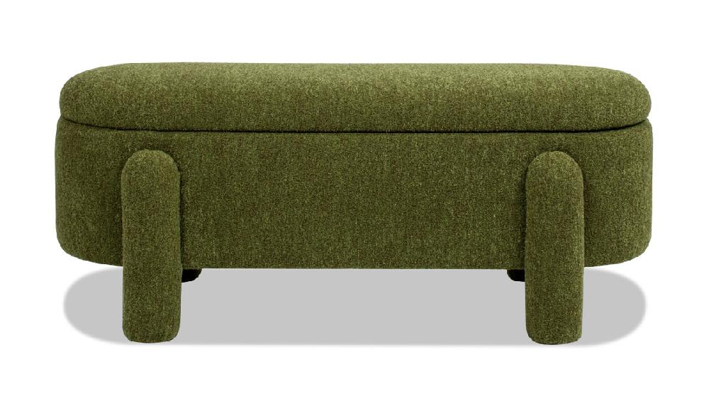 Jennifer Taylor Home Hugo 49" Oval Fully Upholstered Storage Bench Moss Green Bouclé