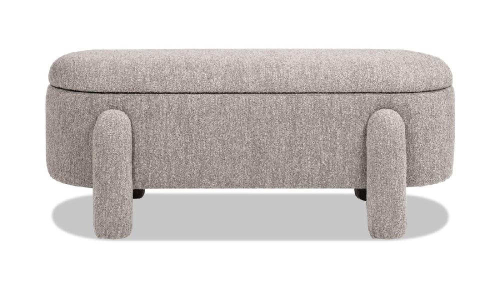 Jennifer Taylor Home Hugo 49" Oval Fully Upholstered Storage Bench Speckled Beige Boucle