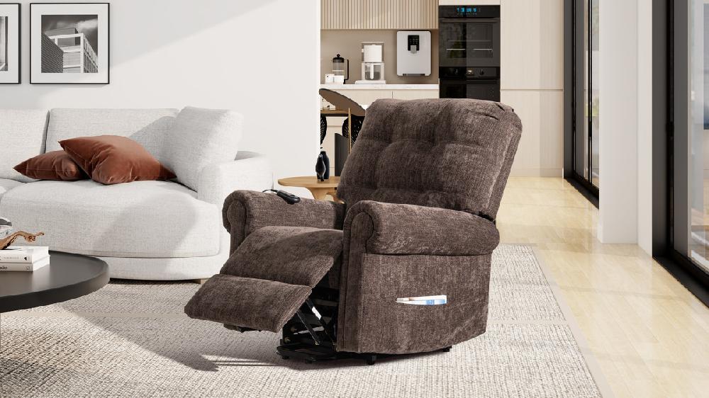 Jennifer Taylor Home Irwin 36" Power Lift Assistance Recliner Chair Chocolate Brown