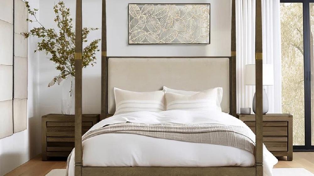 Jennifer Taylor Home Isadora Queen Canopy Bed With Upholstered Headboard In Brown Finish