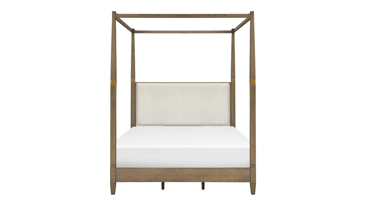 Jennifer Taylor Home Isadora Queen Canopy Bed With Upholstered Headboard In Brown Finish
