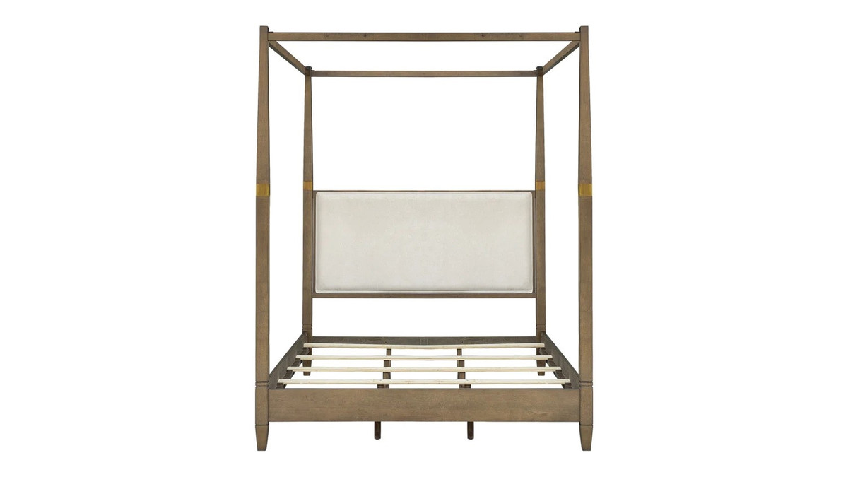 Jennifer Taylor Home Isadora Queen Canopy Bed With Upholstered Headboard In Brown Finish