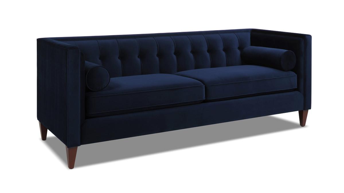 Jennifer Taylor Home Jack 84" Modern Tuxedo Tufted Sofa Dark Navy Blue