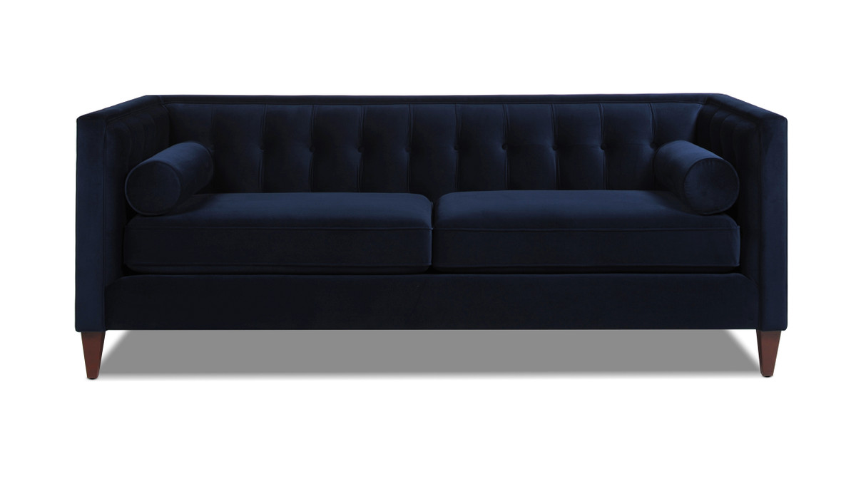 jennifer taylor home Jack 84" Modern Tuxedo Tufted Sofa Dark Navy Blue