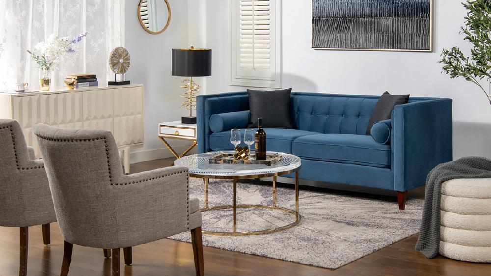 Jennifer Taylor Home Jack 84" Modern Tuxedo Tufted Sofa Satin Teal