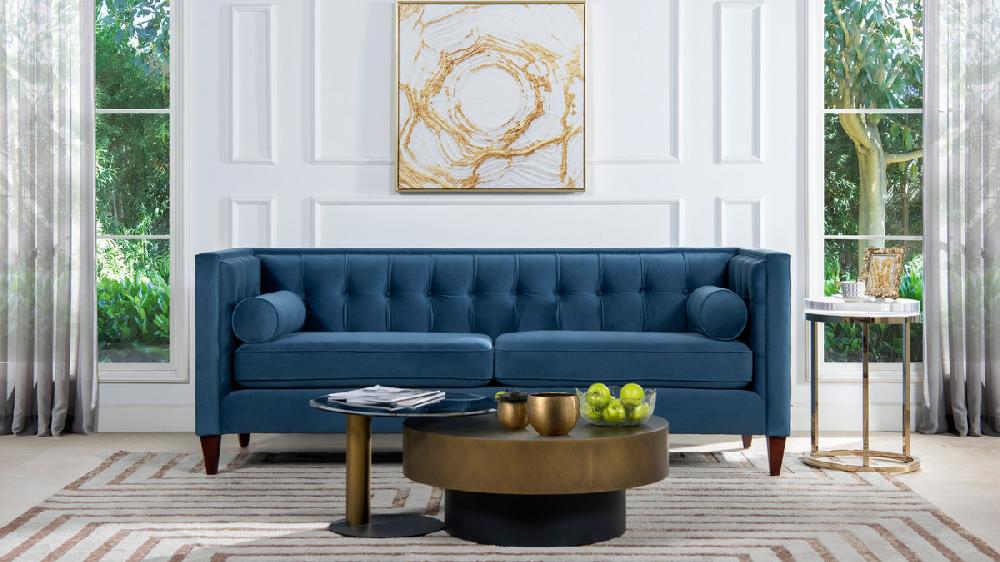 Jennifer Taylor Home Jack 84" Modern Tuxedo Tufted Sofa Satin Teal