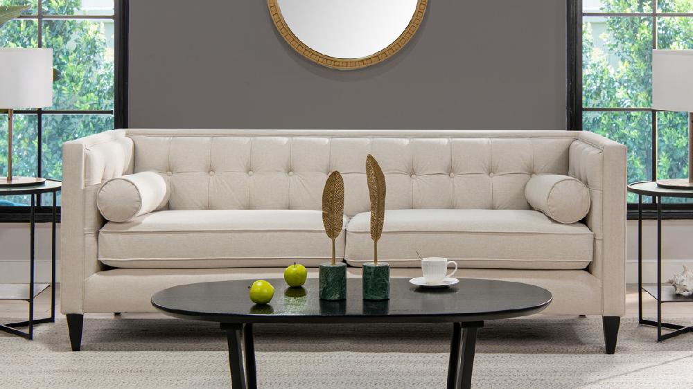 Jennifer Taylor Home Jack 84" Modern Tuxedo Tufted Sofa Sky Neutral Beige