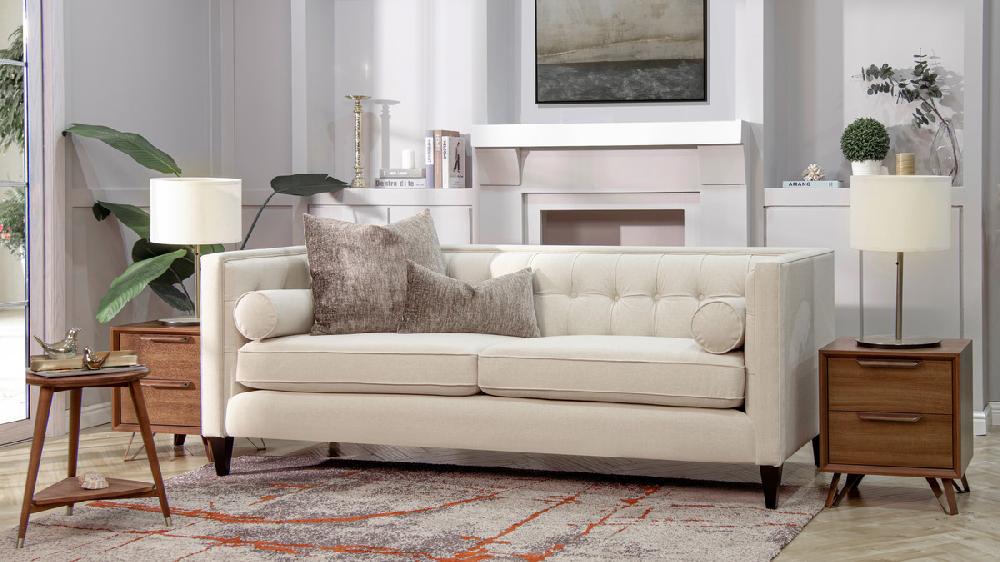 Jennifer Taylor Home Jack 84" Modern Tuxedo Tufted Sofa Sky Neutral Beige