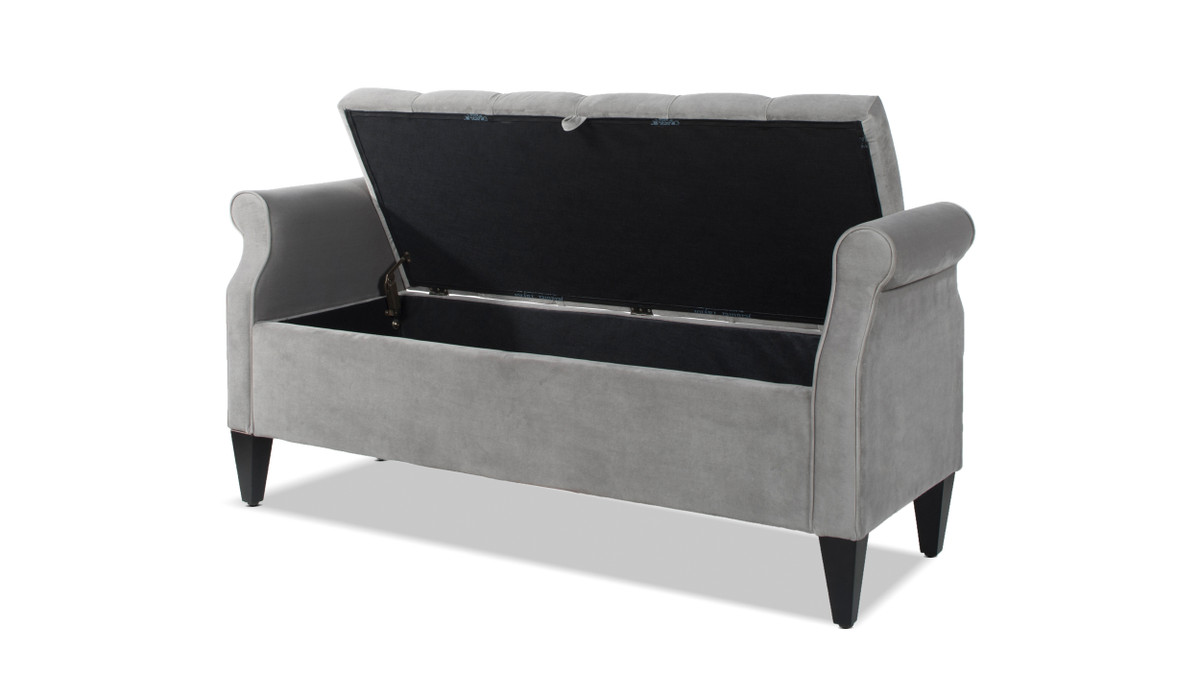 Jennifer Taylor Home Jacqueline Flip Top Tufted Roll Arm Storage Bench Opal Grey