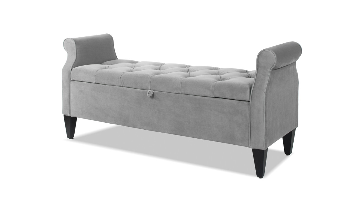 jennifer taylor home Jacqueline Flip Top Tufted Roll Arm Storage Bench Opal Grey