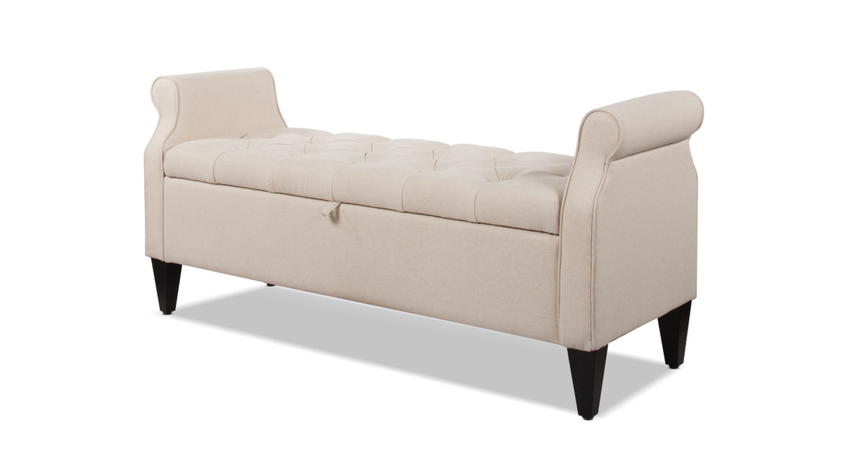 jennifer taylor home Jacqueline Flip Top Tufted Roll Arm Storage Bench Sky Neutral Beige