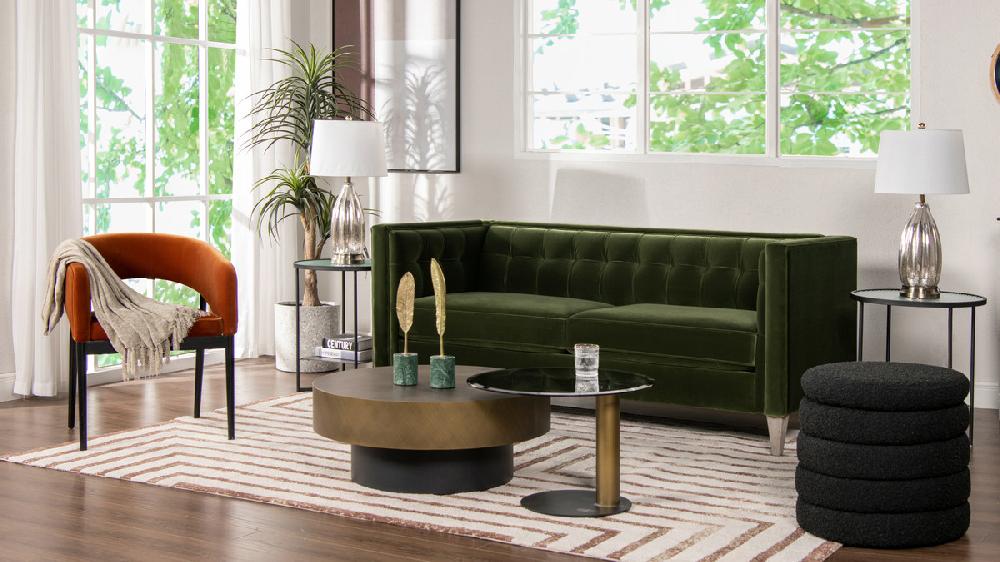 Jennifer Taylor Home James 74" Modern Tuxedo Sofa Olive Green