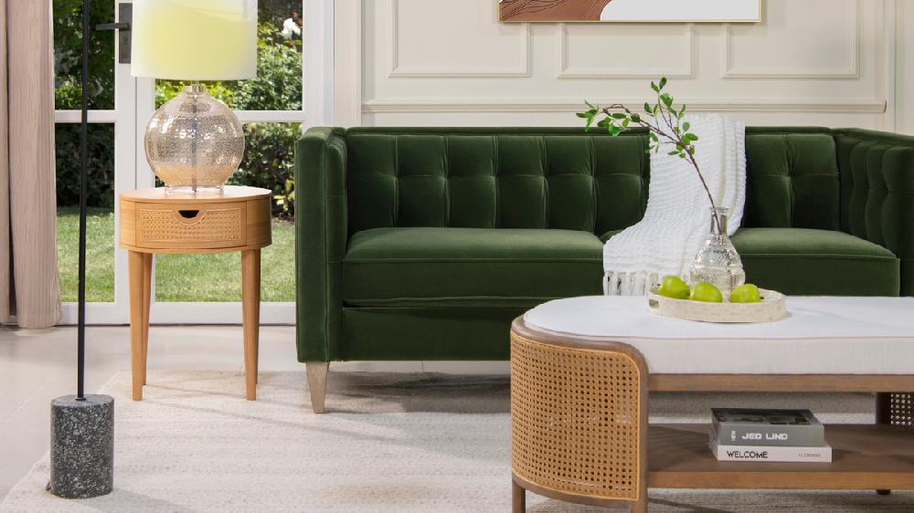 Jennifer Taylor Home James 74" Modern Tuxedo Sofa Olive Green