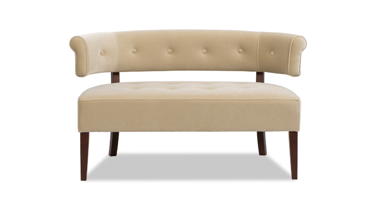 jennifer taylor home Jared Roll Arm Tufted Bench Settee Fawn Brown Performance Velvet